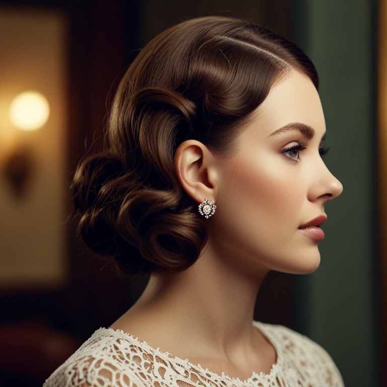The Best Wedding Hairstyles of 2024: Trends and Inspiration 7 Default Generate an image of a vintageinspired waves hairstyle 1