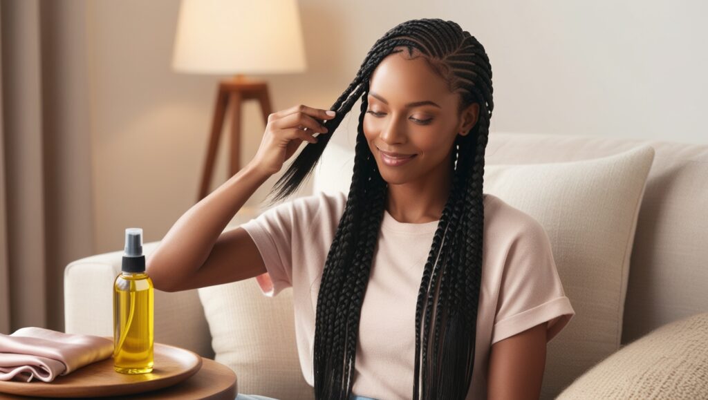 The Ultimate Guide to Box Braids: Inspiration, Tips, and Celebrities Who Rock the Look 4 Leonardo Phoenix Create an image of a woman maintaining her bo 2