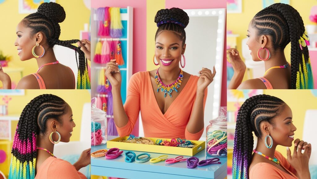 The Ultimate Guide to Box Braids: Inspiration, Tips, and Celebrities Who Rock the Look 10 Leonardo Phoenix Create an image of a woman showcasing differe 1