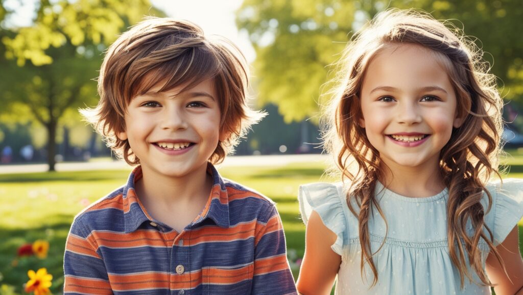2024 Kids Haircuts: Creative Styles for Happy Little Heads 7 Leonardo Phoenix Create an image of two children one boy and o 2