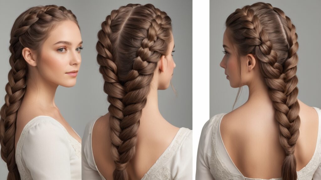 Dutch Braid vs. French Braid: Key Differences and How to Master Each Style 4 AlbedoBase XL Create an image of a bold Dutch braid on long me 3