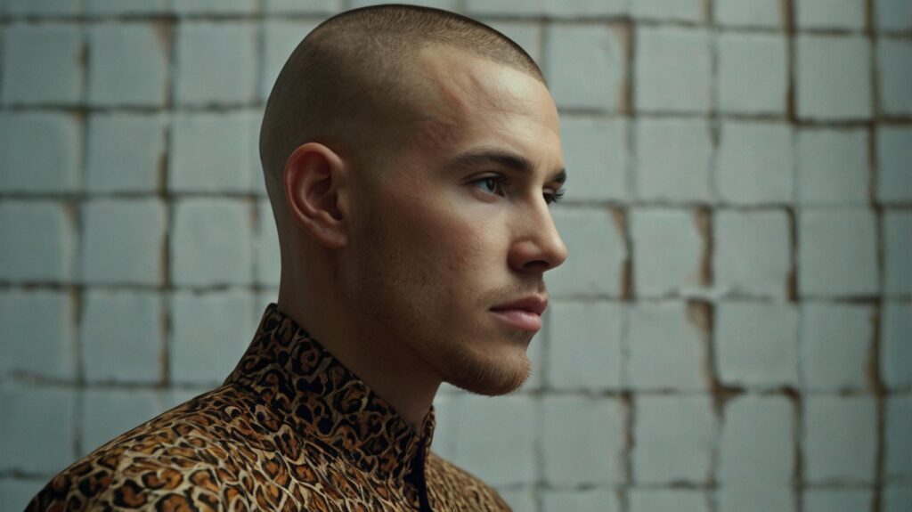 The Buzz Cut: A Timeless, Bold, and Low-Maintenance Haircut for Men 4 Leonardo Kino XL Create a closeup image of a man with a burr b 2