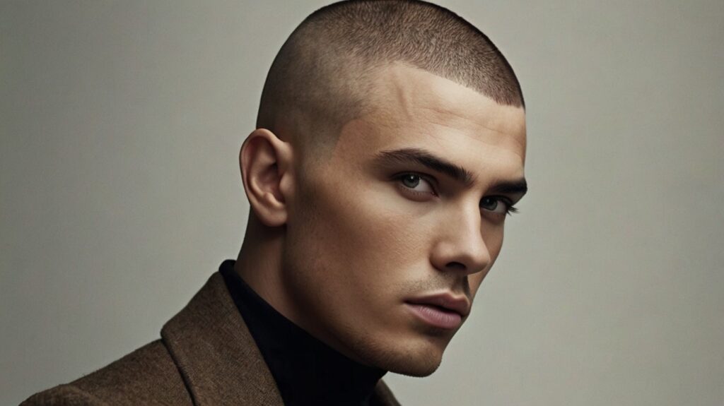 The Buzz Cut: A Timeless, Bold, and Low-Maintenance Haircut for Men 5 Leonardo Kino XL Create a highresolution image of a man with a 1