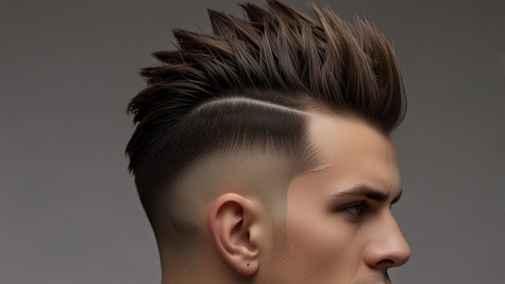 The Ultimate Guide to Burst Fade Haircuts: A Modern Look for Men 12 Leonardo Lightning XL A bold image of a mohawk with a burst fa 3 1