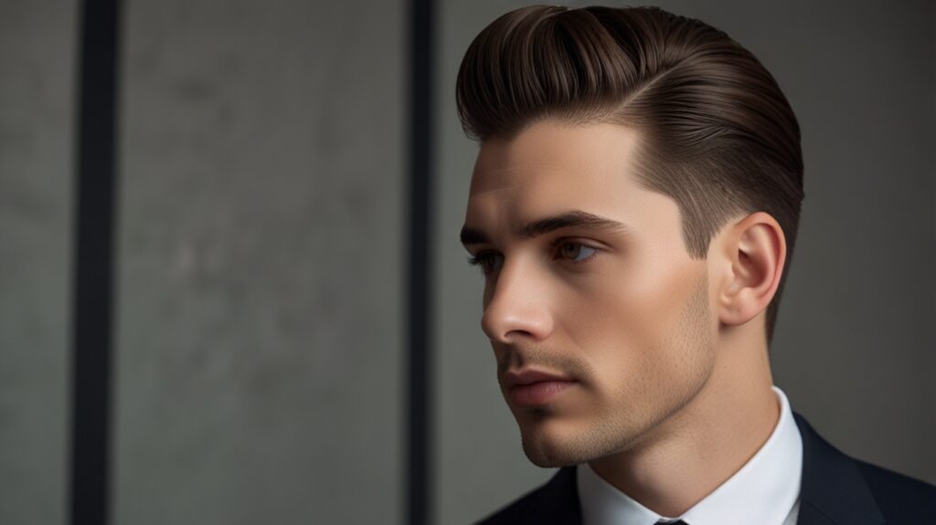 The Ultimate Guide to Burst Fade Haircuts: A Modern Look for Men 8 Leonardo Lightning XL A sleek image of a pompadour with a burs 0