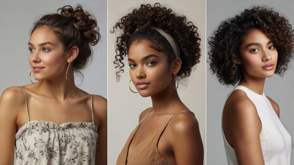 Curly Hairstyles: Best Styles to Rock Your Natural Curls 5 Leonardo Kino XL A collage of four different easy and stylish 1