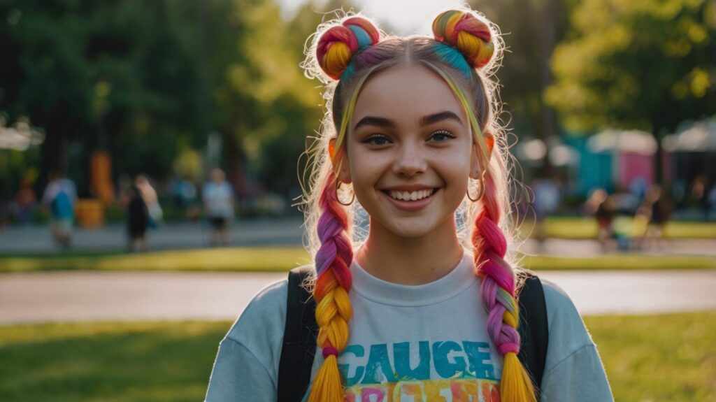 Leonardo Kino XL A young girl with long hair styled in adorabl 0
