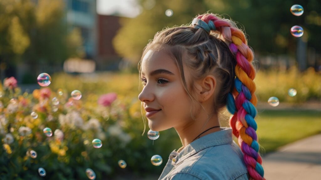 Leonardo Kino XL A young girl with long hair styled in trendy 2