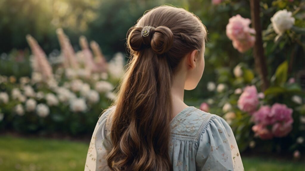 Leonardo Kino XL A young girl with long silky hair styled in a 3